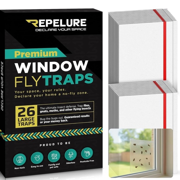 Premium Window Fly Traps – 26 Sheets Insect Catchers for Flies Moths Flying Bugs - Picture 1 of 6